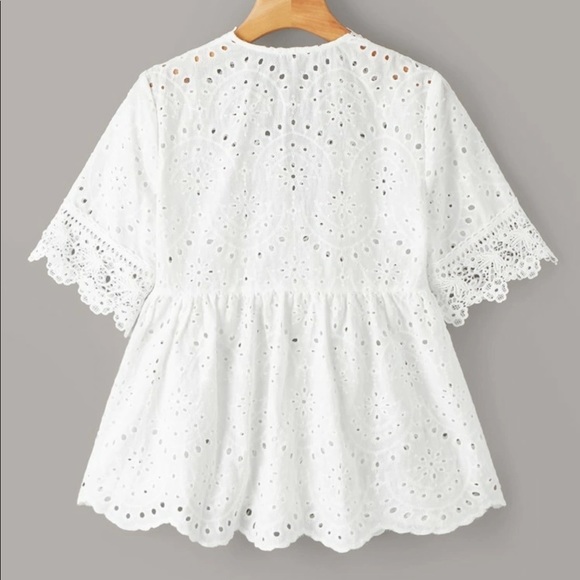 Eyelet Peplum Blouse - Picture 2 of 4